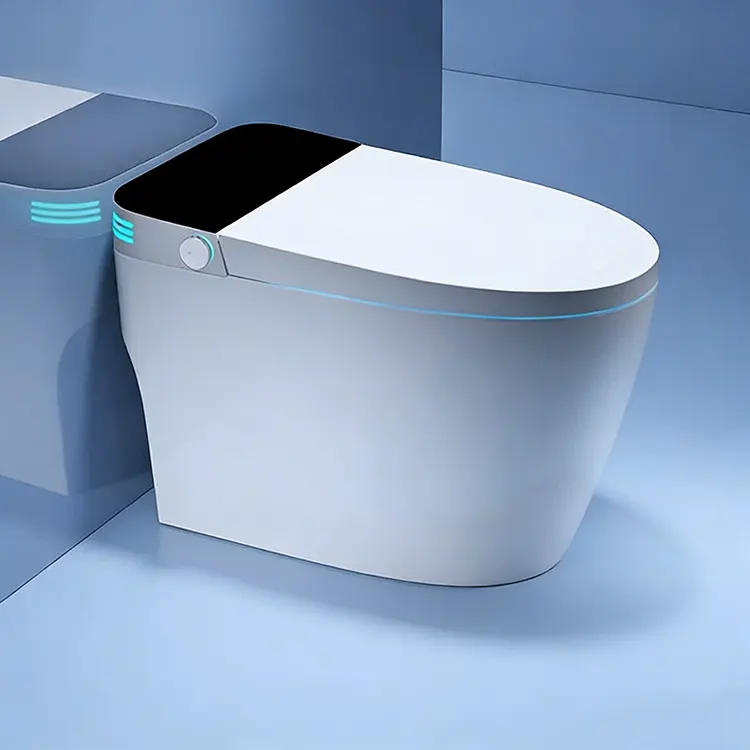 Dirije Digital Display Otomatik kouvèti Flip-Top Foam Shield Siphon Smart twalèt